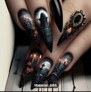 Halloweenowe Paznokcie Samoprzylepne Długie Migdałki