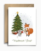 Kartka świąteczna bożonarodzeniowa - Myszka i lis