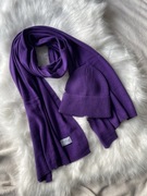 Szal i czapka fioletowy Cashmere 50% kaszmir 50% wełna