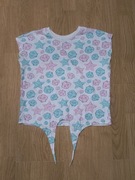 Krótka koszulka z wiązaniem pastelowe muszelki rozgwiazdy Sinsay 140