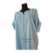 Zizzi Sukienka Maxi Oversize Bawełna Len Baby Blue Kieszenie Rozcięcia XL 