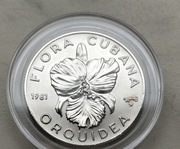 Kuba 5 Pesos 1981 r Orchidea srebro 