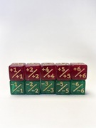 Zestaw kości d6 10 sztuk 12mm counter  +1/+1 -1/-1 czerwone/zielone MTG