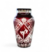 Piekny duży wazon Vintage szkło duży wysoki flakon PRL Vintage retro 