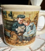 kubek retro,sielski obrazek