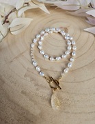 Naszyjnik Choker z Kamieni Naturalnych Perły Naturalne Cytryn Hematyty