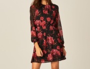 Sukienka mohito 40 L black and red kwiaty