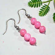 Kolczyki wiszące z różowego chalcedonu