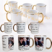 Kubek ze złotym rantem i złotą rączką z możliwością dodania zdjęcia ,napisu