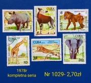 Znaczki fauna:1029: zwierzęta, ssaki- Kuba 1978r 