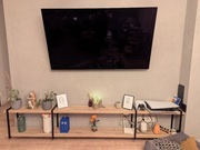 Półki wiszące, dąb Halifax, 260 cm + stalowe profile, idealne do RTV