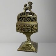 Mosiężna Kadzielnica Wieżowa 10cm Feng Shui | Qilin Smoki NOWA