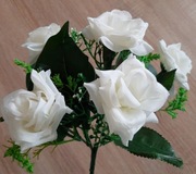 Sztuczne kwiaty, BUKIECIK BIAŁYCH RÓŻ - do dekoracji ,wiązanek, stroików
