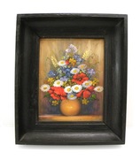 Obrazek w drewnianej ramie kwiaty polne maki