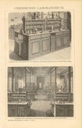 Chemia-Laboratorium  oryginalne XIX w. grafiki