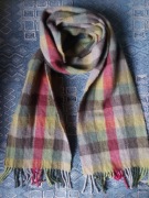 Barbour wełniany szal w kratę szalik 100% wełna frędzle zielony okazja