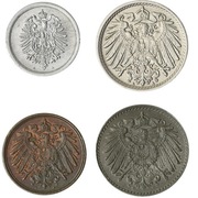 4 x Fenig Pfennig: 1900 A, 1914 A, 1917 A, 1920 E