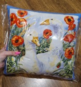 Poduszka dekoracyjna 40x40 rustykalna gęsi maki boho handmade