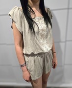 Zwiewny, krótki kombinezon damski z koronkową wstawką, Forever 21, s/36