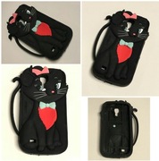 GUMOWE ETUI 3D CASE ETUI CZARNY KOT SAMSUNG 13x6,8 OBUDOWA DO TELEFONU