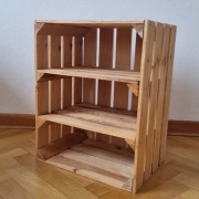 SKRZYNKA DREWNIANA Z 2 PÓŁKAMI 50x40x30 cm