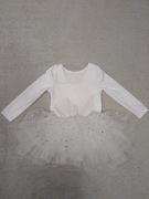 Biały tiulowy kostium strój do tańca body przebranie baletnicy 100 98 - 104