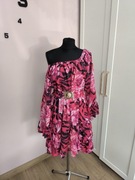 Szyfonowa sukienka LA DIVA w kwiatowo-zwierzęcy print, rozmiar uniwersalny