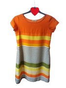Sukienka Trend Arrest kolorowa krótki rękaw pomarańczowa w paski