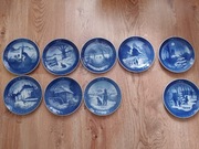 9 talerzyków kolekcjonerskich seria świąteczna ROYAL COPENHAGA