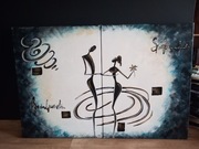 Obraz malowany na płótnie " Tańcząca para". 