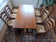 Stół dębowy + 6 krzeseł | Solidny, ciężki, naturalne drewno