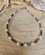 Naszyjnik Choker z Kamieni Naturalnych Perły Naturalne Jaspis Cesarski 