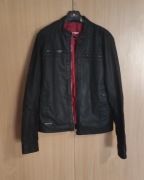 Kurtka męska DIVERSE casual, eko skóra, czarna, S