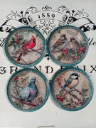 Ozdobne podkładki vintage decoupage shabby chic ptaki