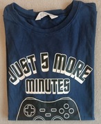 T-shirt JUST 5 MORE MINUTES granatowy bawełna H&M r. 158/164