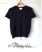 3.1 Phillip Lim Dzianinowa Bluzka Top Swetrek Ażurowy Krótki Rękaw