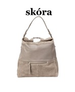 Skórzana torba typu worek podszewka beż, duża