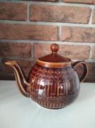 Dzbanek „Porcelit Pruszków” brązowy, wzór geometryczny PRL / vintage