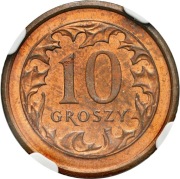 99. 10 groszy 2006 Próba Technologiczna Brąz NGC MS63 Bardzo Rzadkie 