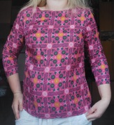 Boden bluzka damska fuksja róż jedwabna jedwab silk kwiaty S M 36 38