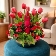 Stroik wielkanocny kompozycja dekoracyjna z zajączkiem 