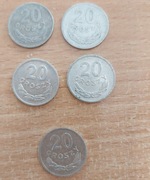 20 gr 1967 1969 1976 1977 1981 5 sztuk