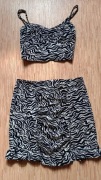 Krótki top ze spódnicą zebra xs 