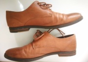 PÓŁBUTY WIZYTOWE  OXFORDY WIEDENKI SKÓRA NAT LICO BRĄZ ROZM 39