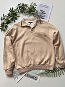 Beżowa męska bluza z kołnierzykiem w prążki XL 100% cotton