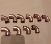 Kolanko 15mm 90 stopni dwukielichowe krótkie mufowe do lutowania miedziane