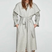 ZARA,LUX,60%Wełniany płaszcz otulający, Szary,L/XL