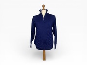 Sweter męski półgolf granatowy L wełna vergine suwak klasyczny