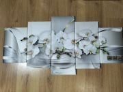 Obraz z 5 części. Kwitnące storczyki. 