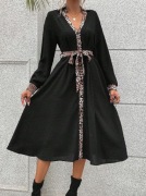 CZARNA SUKIENKA DŁUGI RĘKAW PANTERKA 